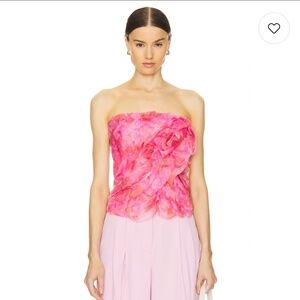 Charmed Rosette Ruffle Bustier in Misty Rose
